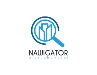 Projektowanie logo dla firm online nawigator nieruchomości lupa
